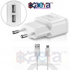 OkaeYa -2 Amp Dual Port Charging Adaptor with 1 Meter USB Cable for All Android Phones (White)